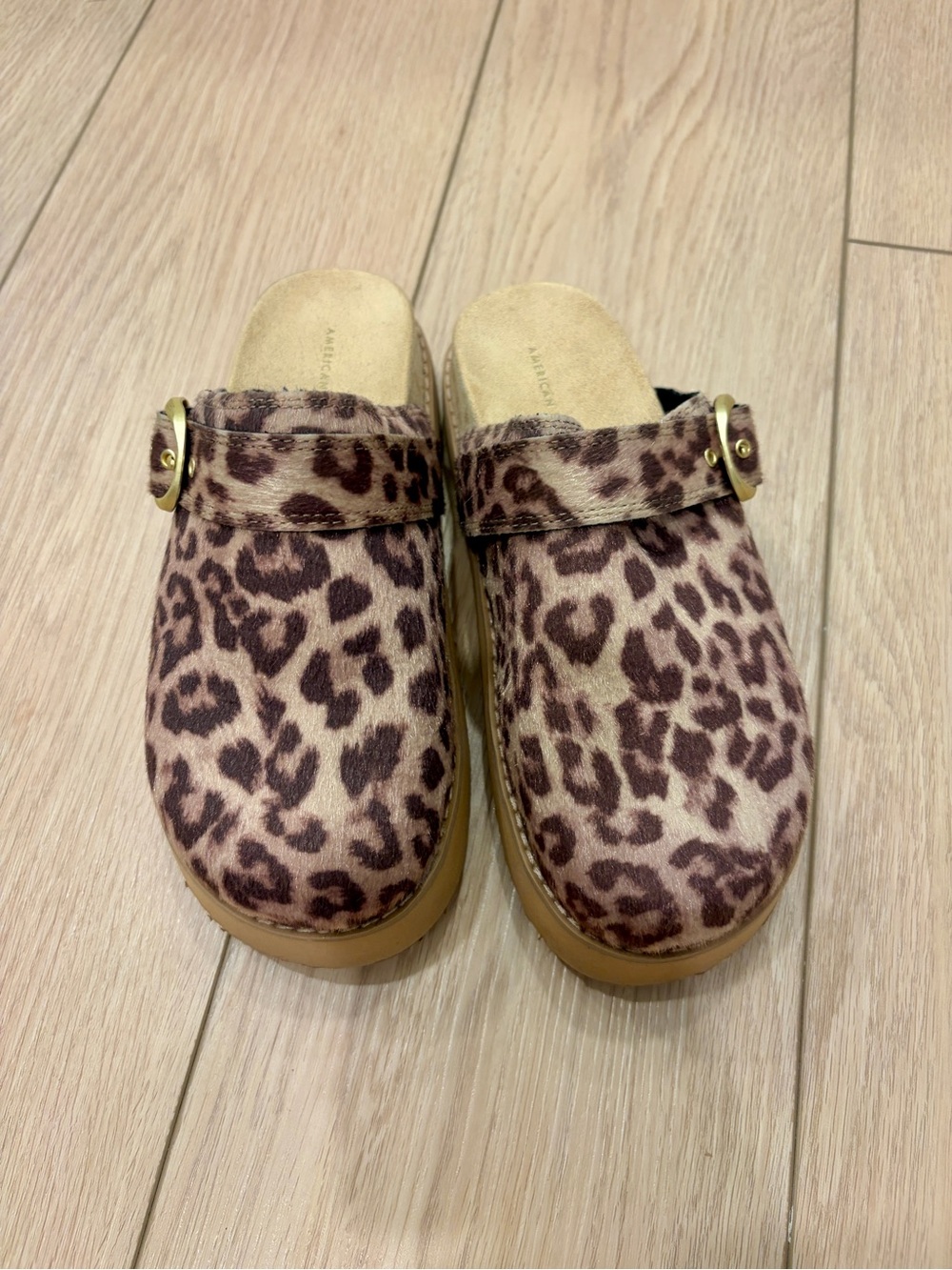 American Eagle Outfitters Kids Leopard Print Slip-On Clogs - Tan & Brown